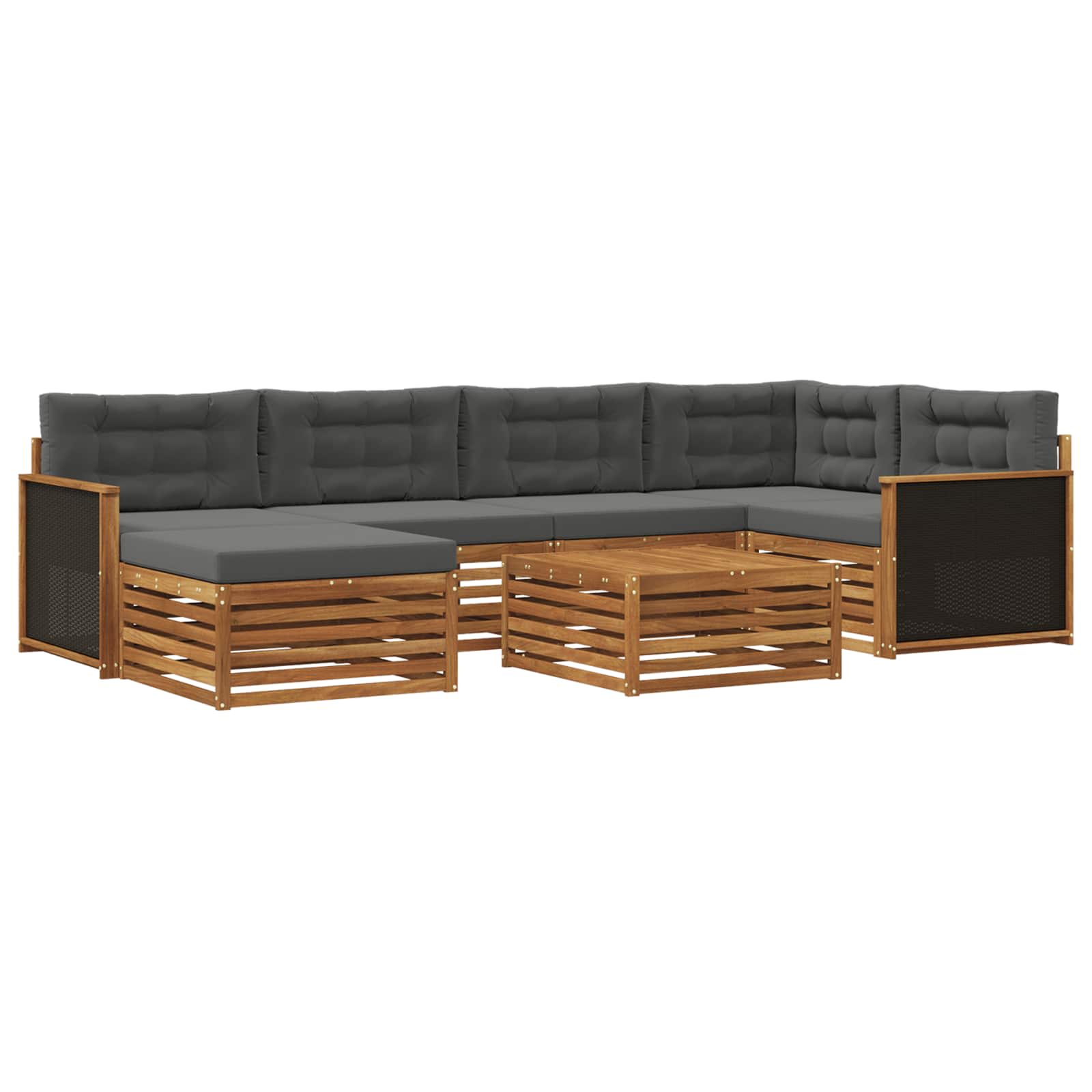 vidaXL Buiten bankenset 7 pcs Naturel