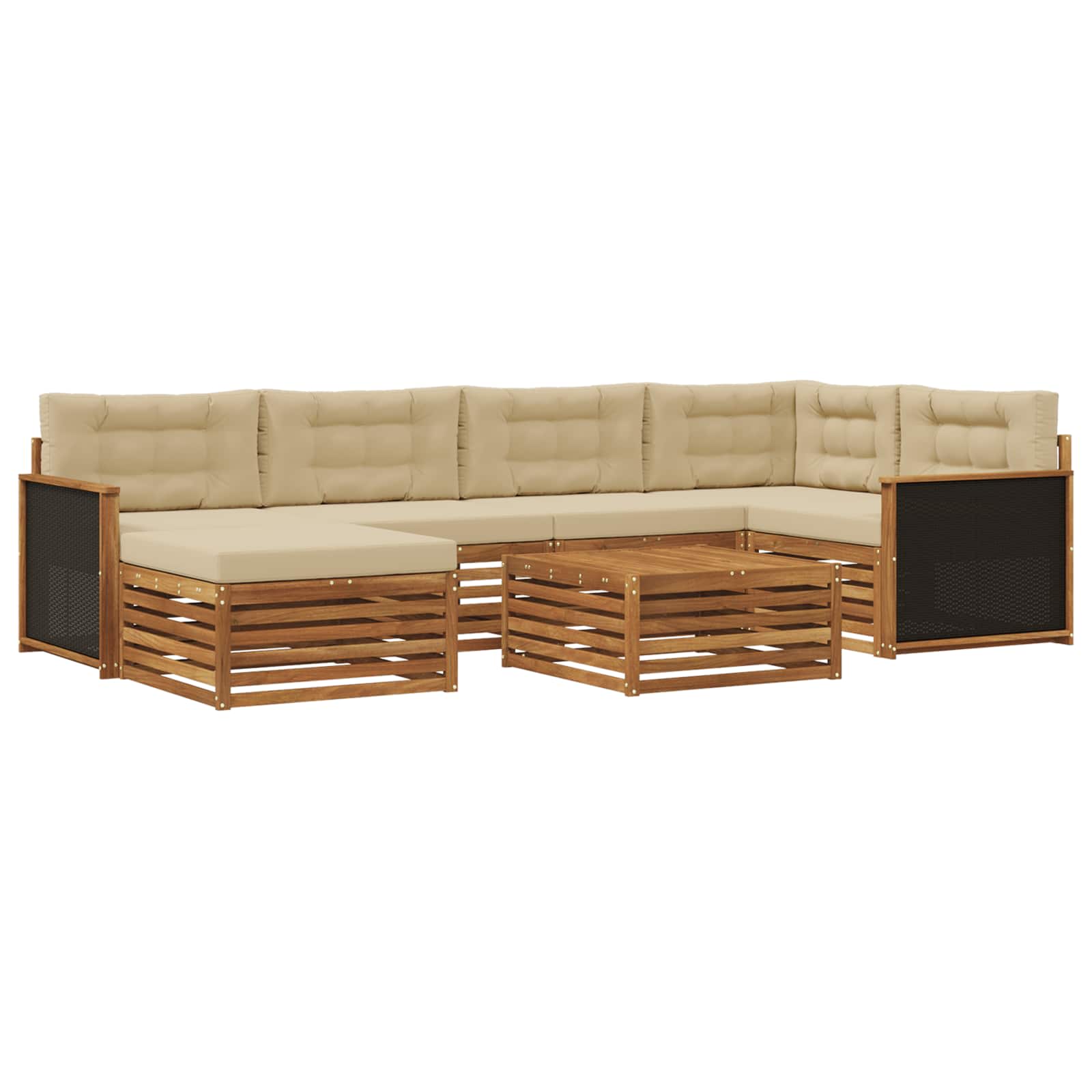 vidaXL Buiten bankenset 7 pcs Naturel