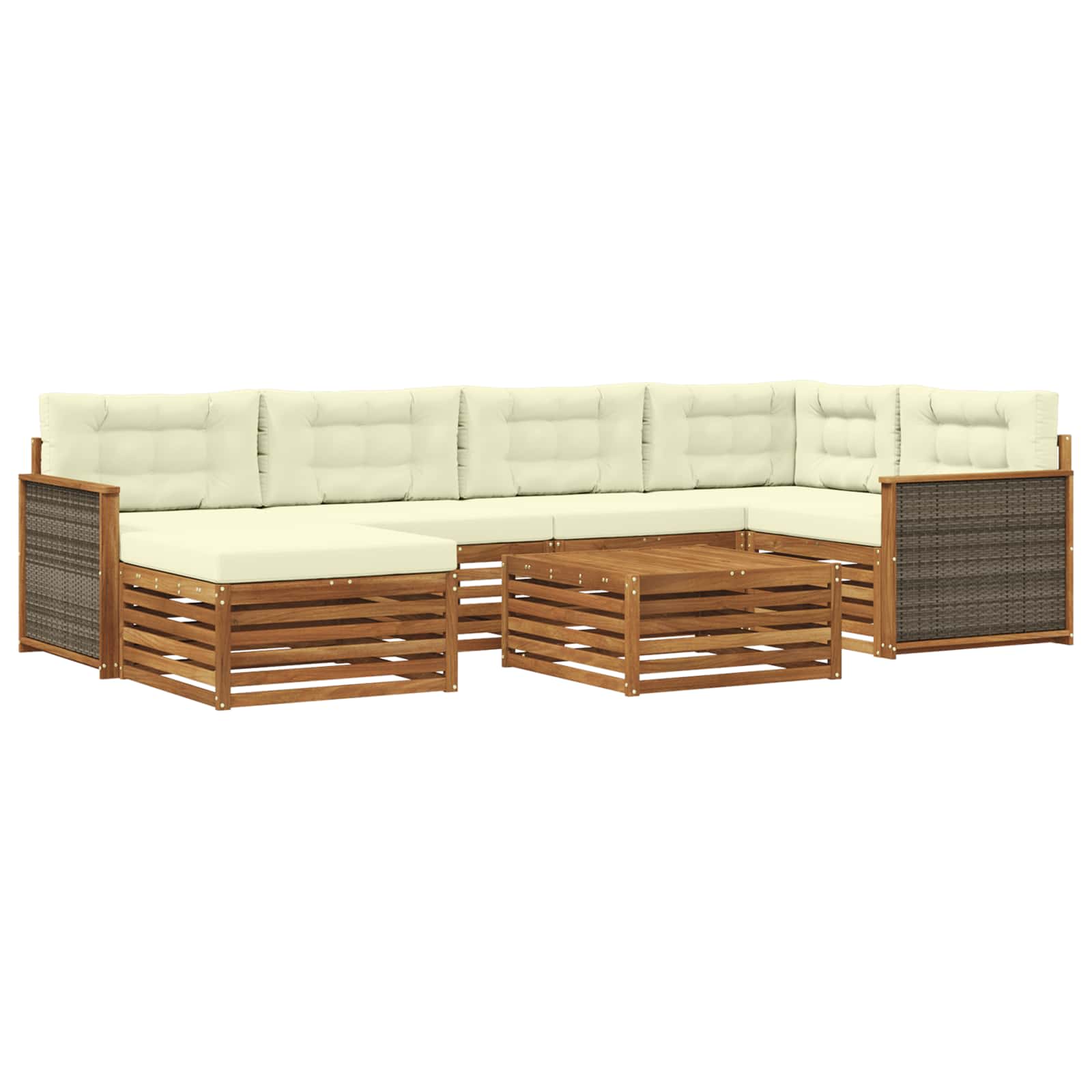 vidaXL Buiten bankenset 7 pcs Naturel
