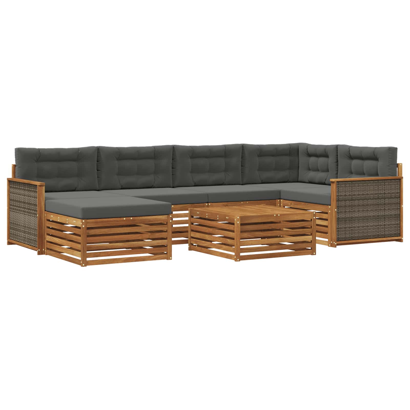 vidaXL Buiten bankenset 7 pcs Naturel