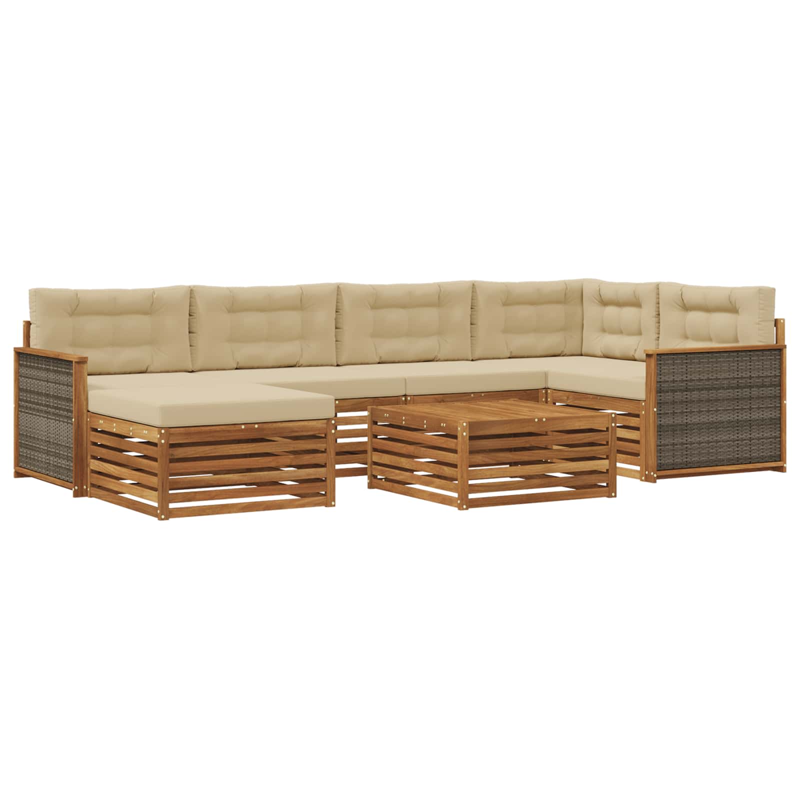 vidaXL Buiten bankenset 7 pcs Naturel