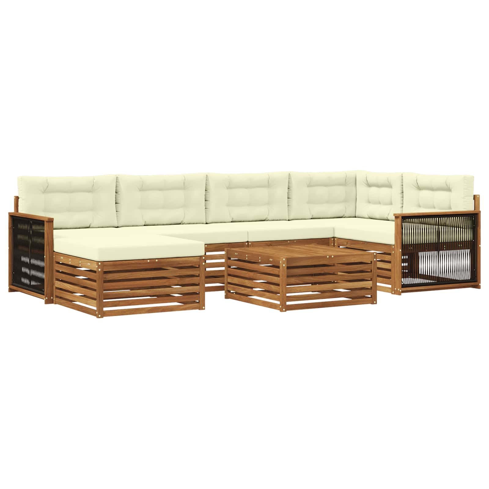 vidaXL Buiten bankenset 7 pcs Naturel