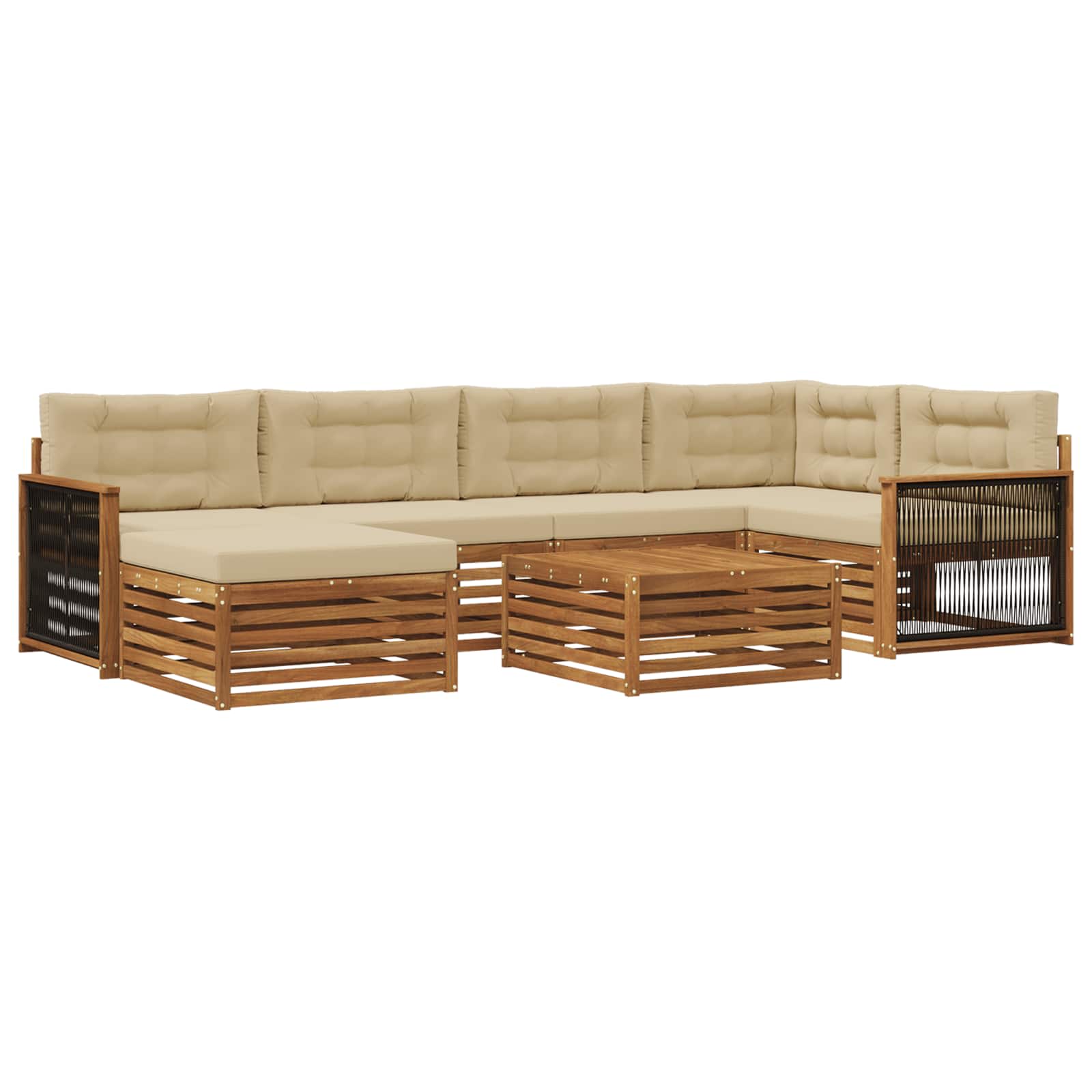 vidaXL Buiten bankenset 7 pcs Naturel