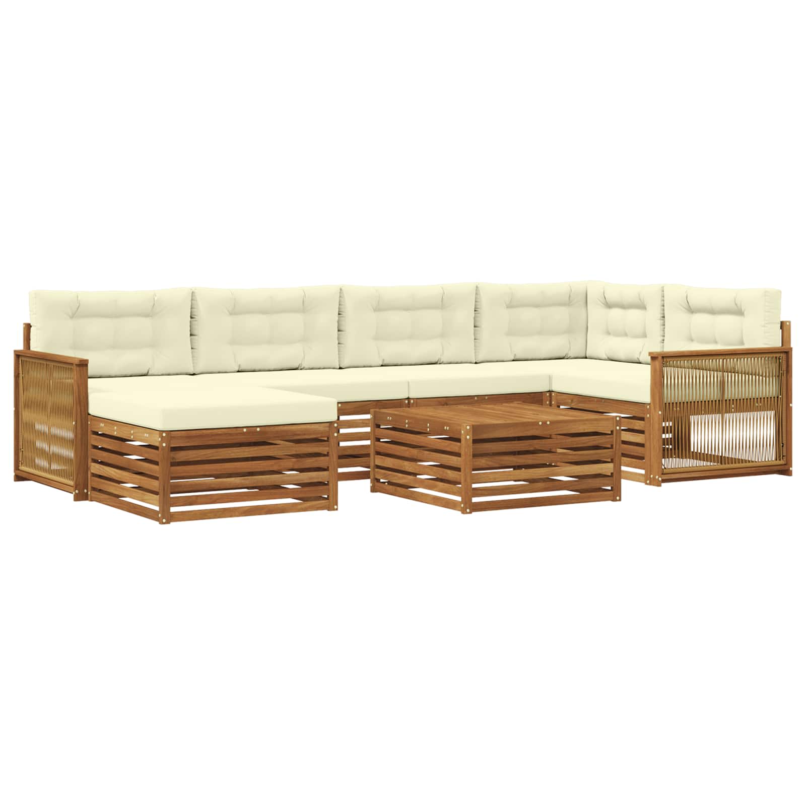 vidaXL Buiten bankenset 7 pcs Naturel