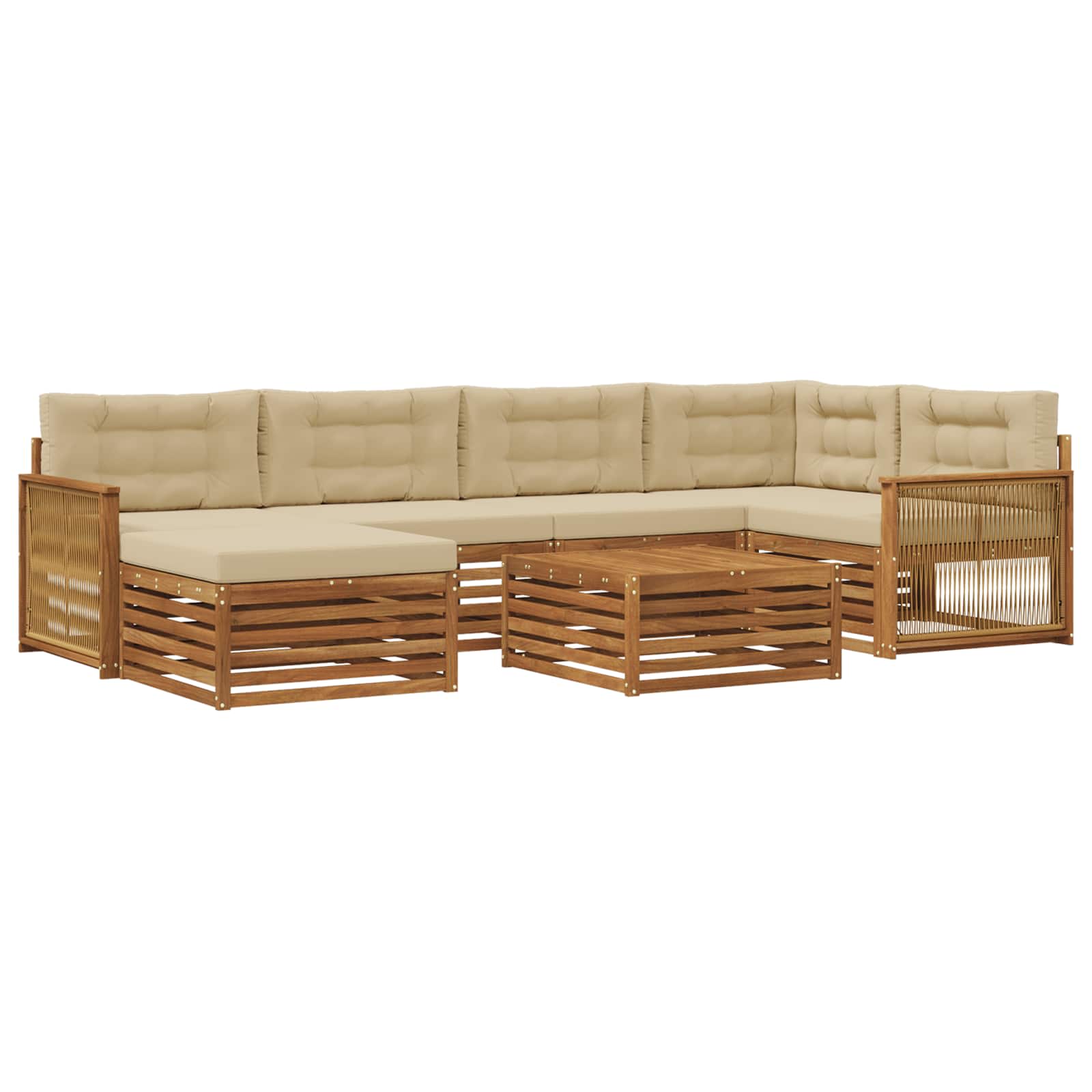 vidaXL Buiten bankenset 7 pcs Naturel