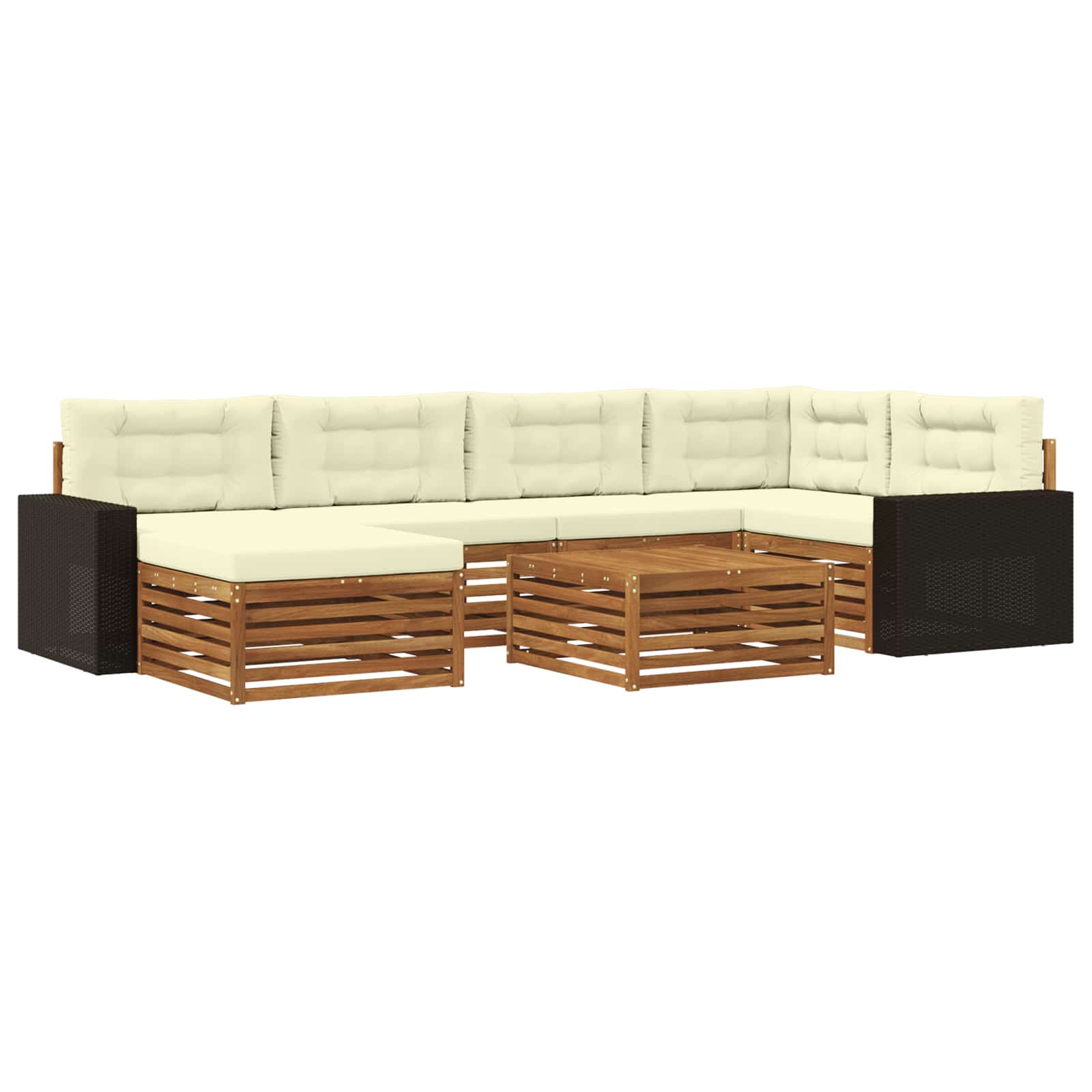 vidaXL Buiten bankenset 7 pcs Naturel