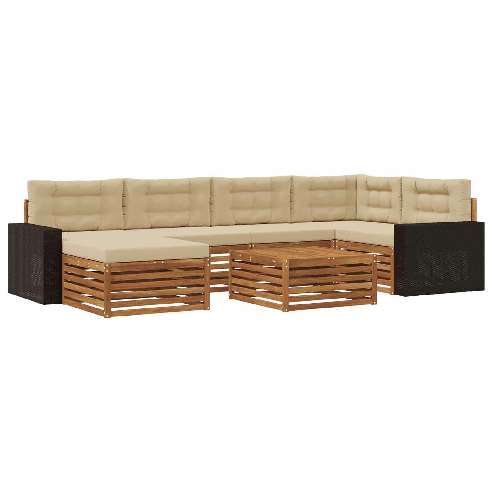 vidaXL Buiten bankenset 7 pcs Naturel