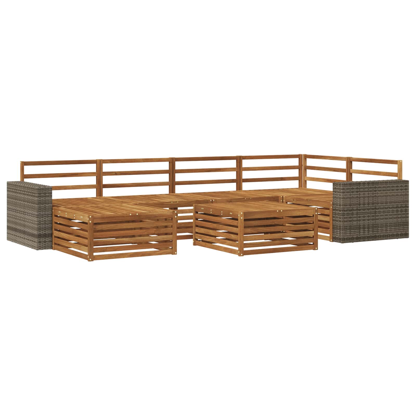 vidaXL Buiten bankenset 7 pcs Naturel