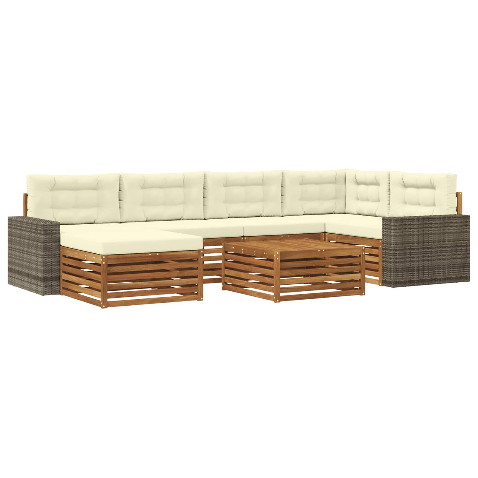 vidaXL Buiten bankenset 7 pcs Naturel