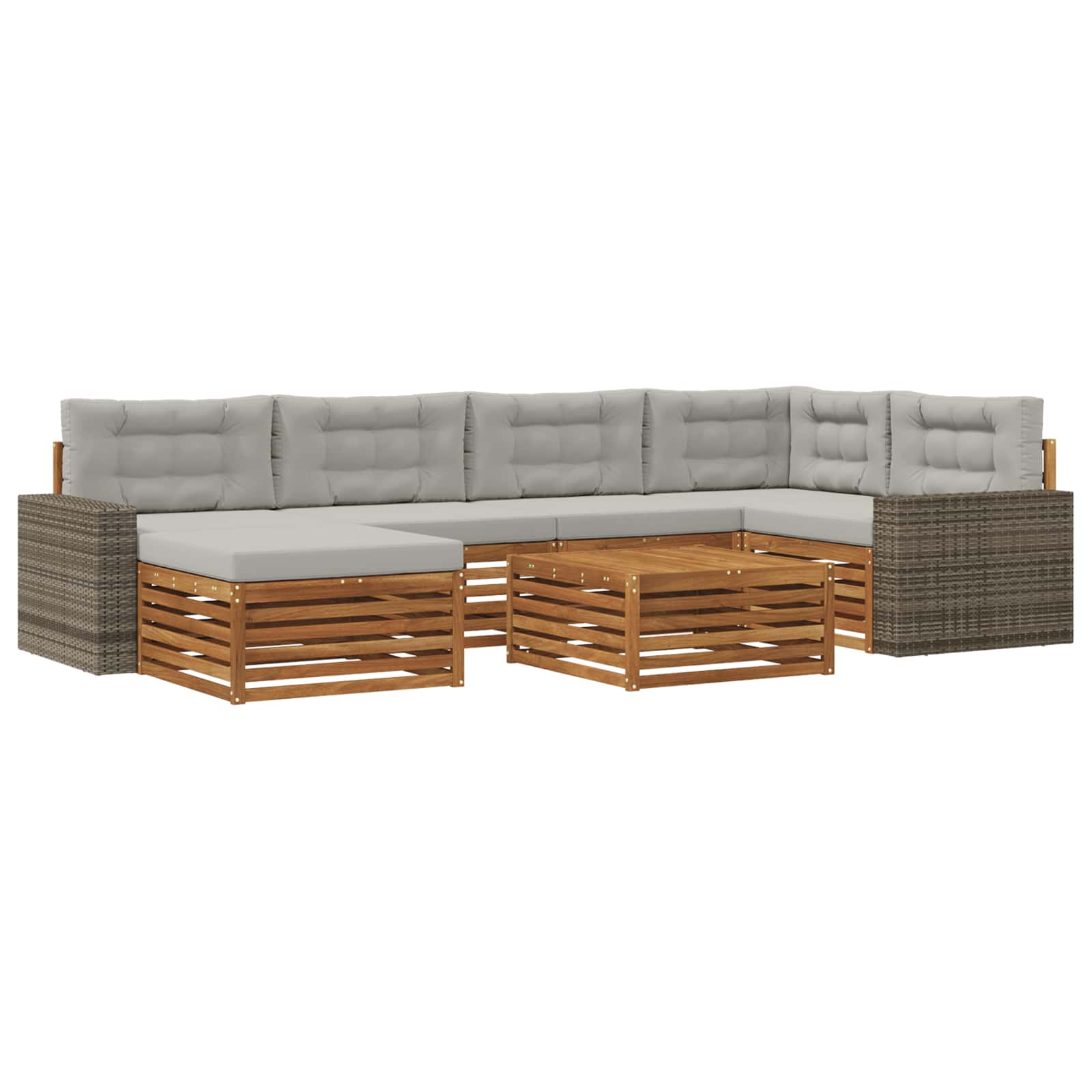 vidaXL Buiten bankenset 7 pcs Naturel