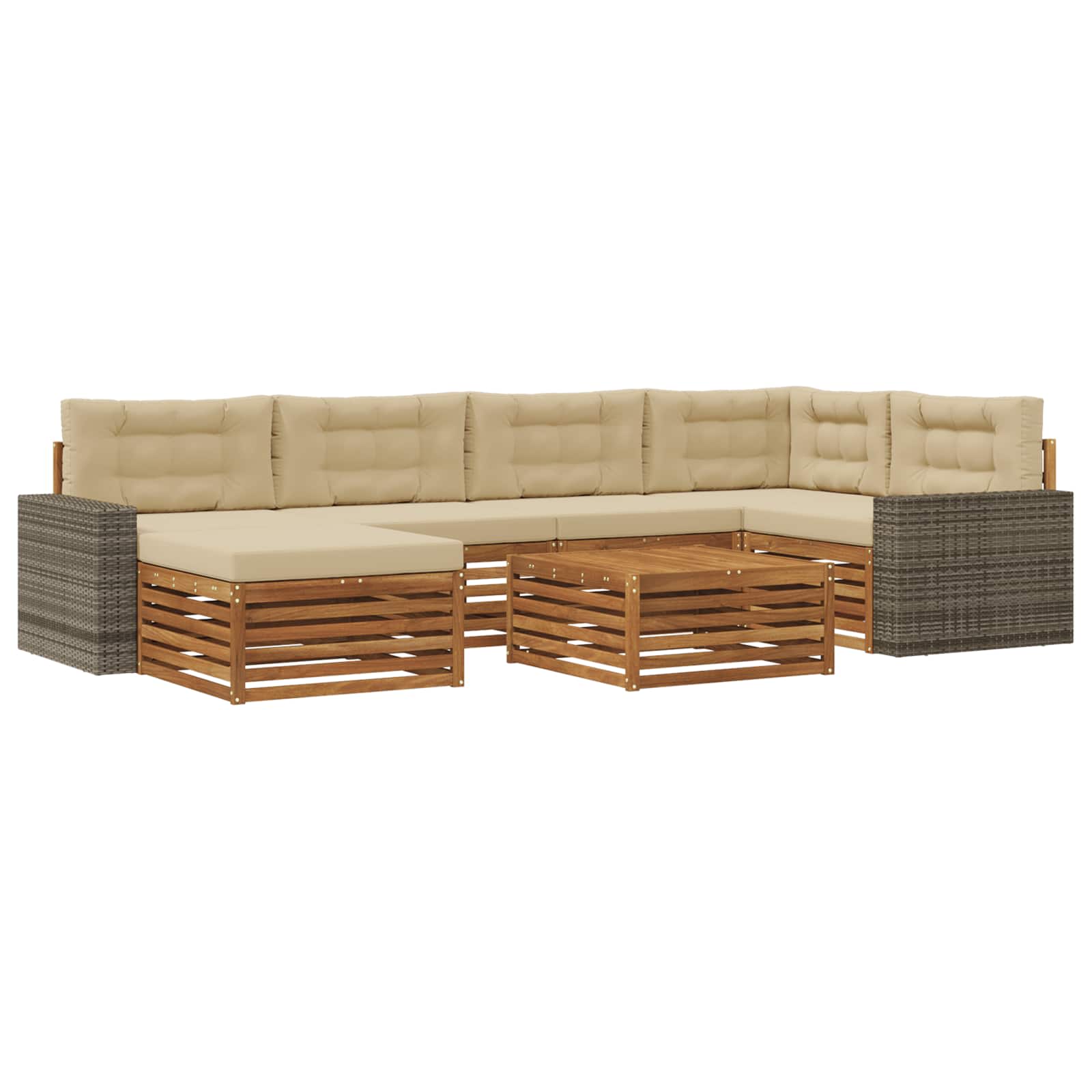 vidaXL Buiten bankenset 7 pcs Naturel
