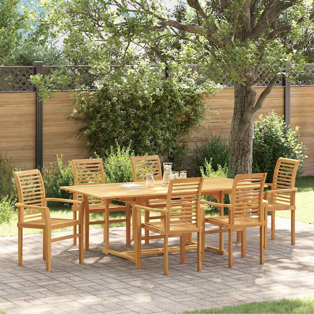vidaXL Tuin Eetset 7 pcs Bruin 200 x 100 x 75 cm Massief teakhout