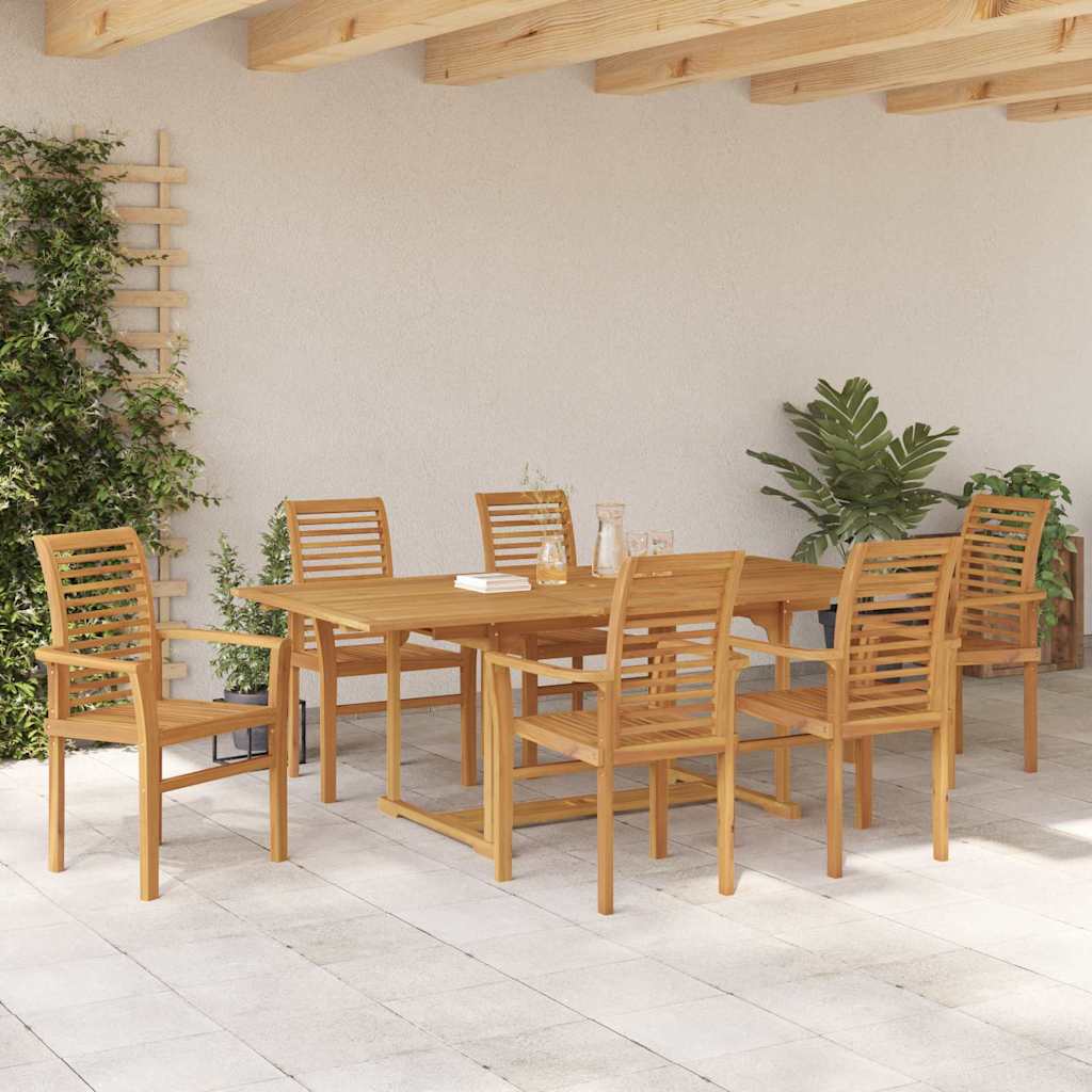 vidaXL Tuin Eetset 7 pcs Bruin 200 x 100 x 75 cm Massief teakhout
