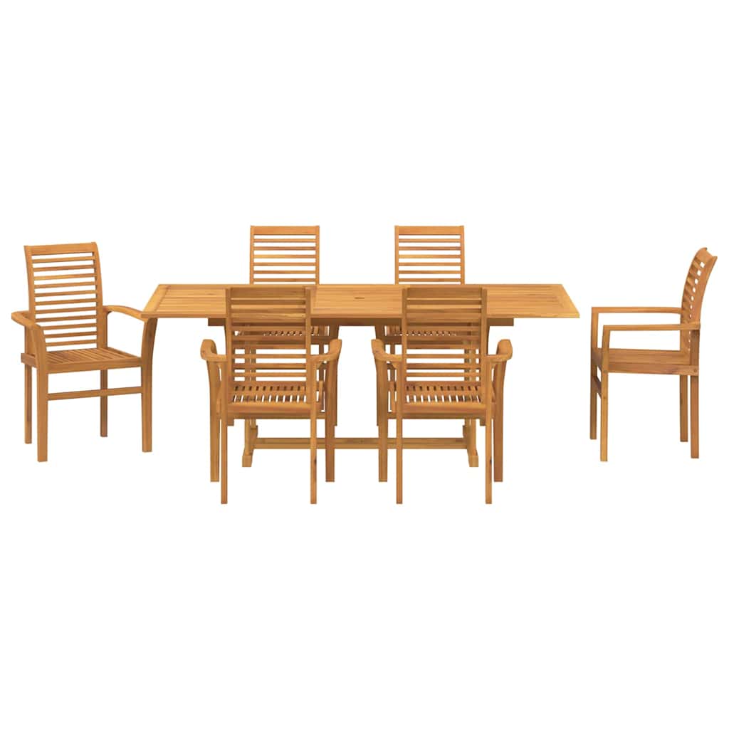vidaXL Tuin Eetset 7 pcs Bruin 200 x 100 x 75 cm Massief teakhout