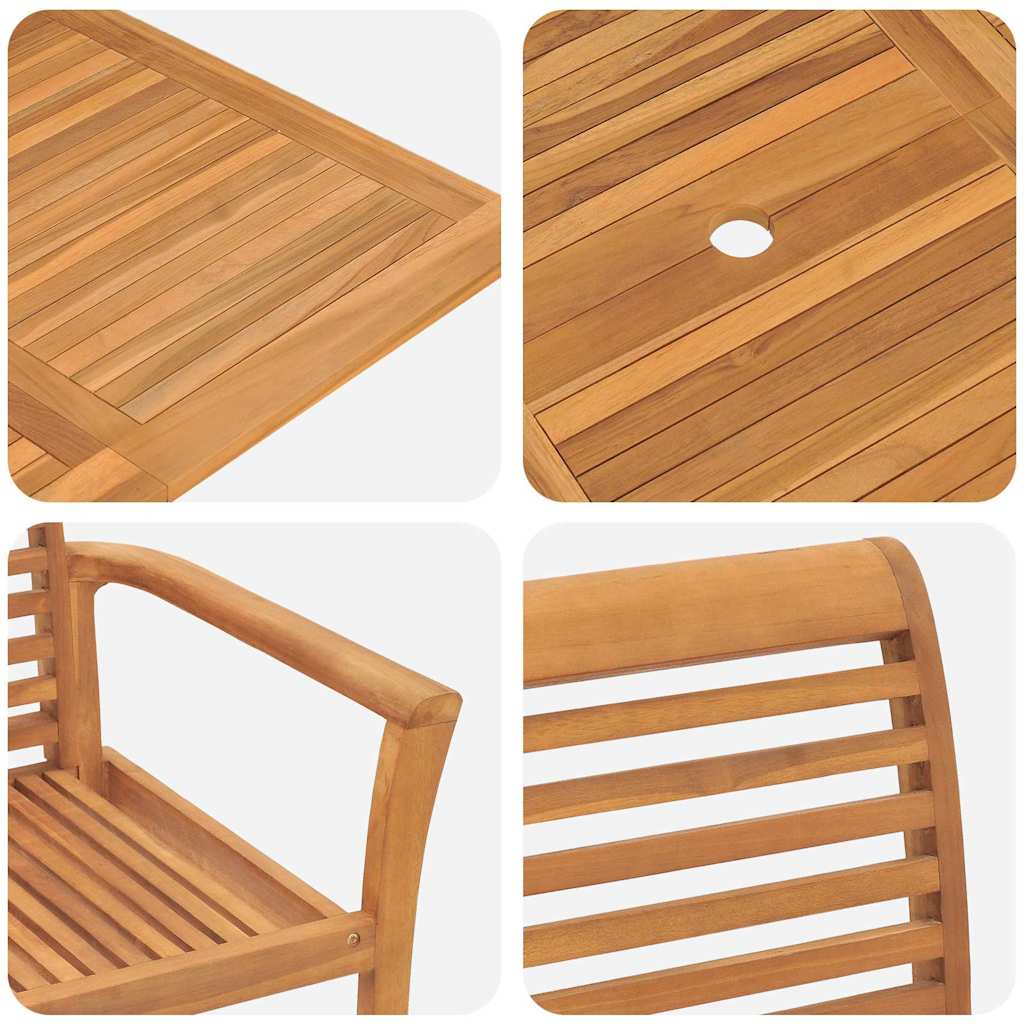 vidaXL Tuin Eetset 7 pcs Bruin 200 x 100 x 75 cm Massief teakhout