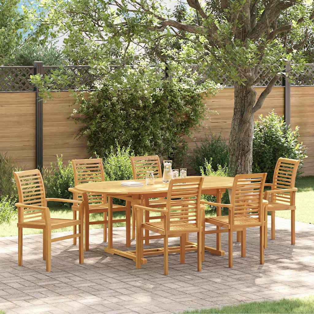 vidaXL Tuin Eetset 7 pcs Bruin 200 x 100 x 75 cm Massief teakhout