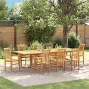 vidaXL Tuin Eetset 9 pcs Bruin 280 x 100 x 75 cm Massief teakhout