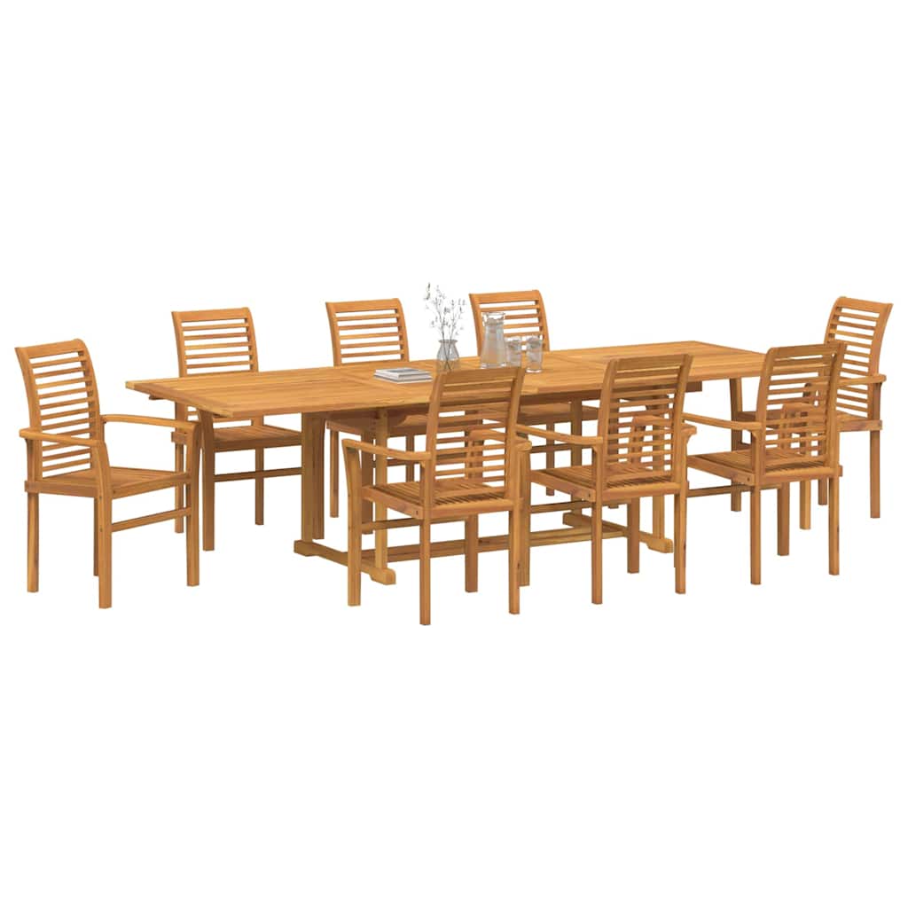 vidaXL Tuin Eetset 9 pcs Bruin 280 x 100 x 75 cm Massief teakhout