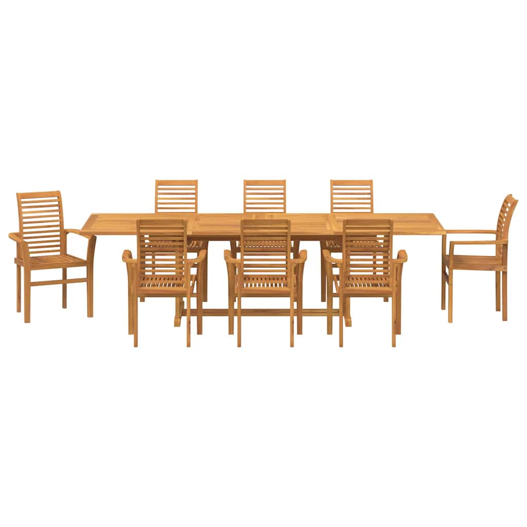 vidaXL Tuin Eetset 9 pcs Bruin 280 x 100 x 75 cm Massief teakhout