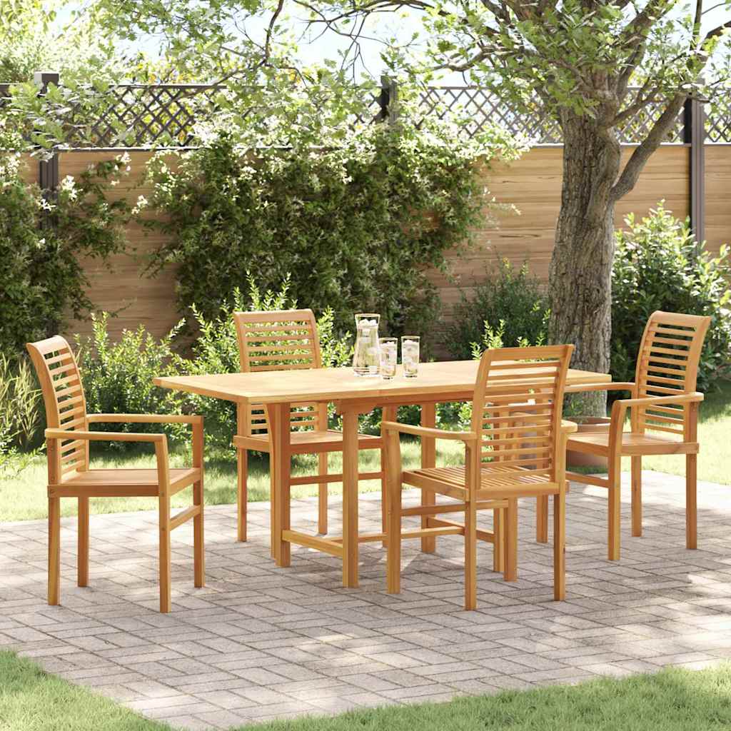 vidaXL 5-delige Tuin Eetset Massief Hout Teak
