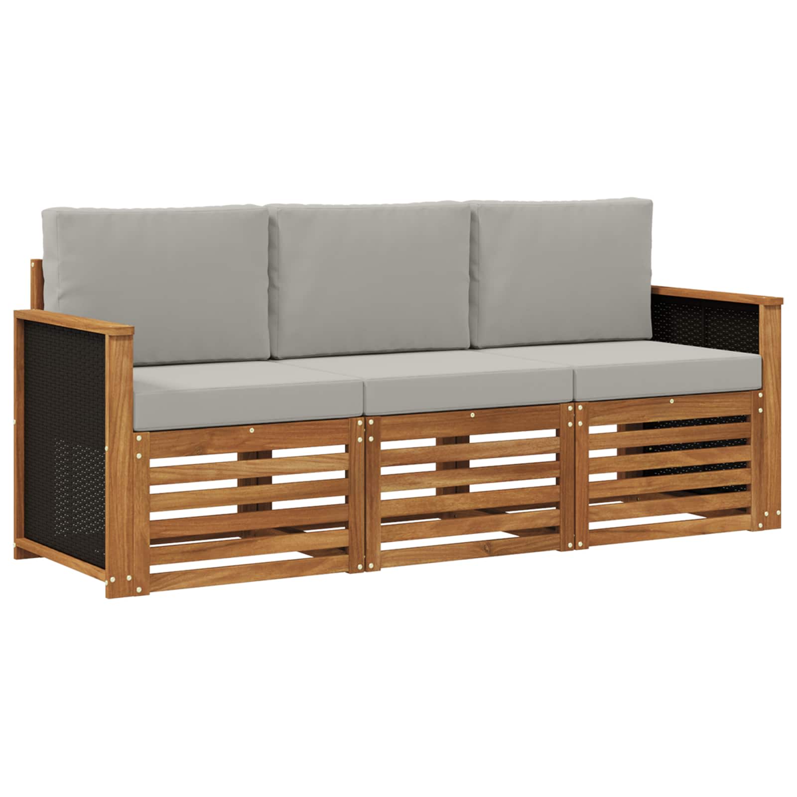 vidaXL Sofa-Sets 3 pcs Natuurlijk en Crème Massief Acaciahout
