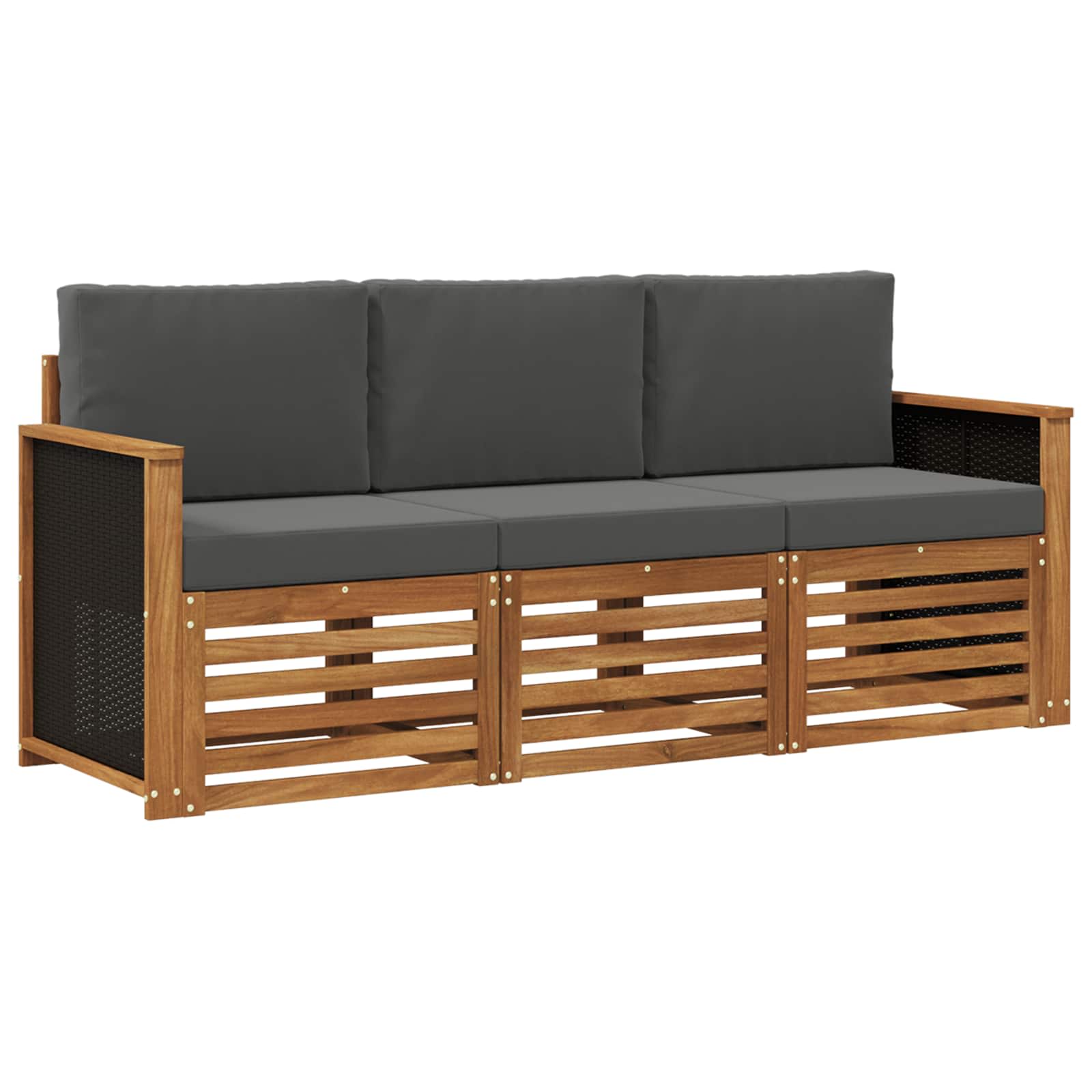 vidaXL Sofa-Sets 3 pcs Natuurlijk en Crème Massief Acaciahout