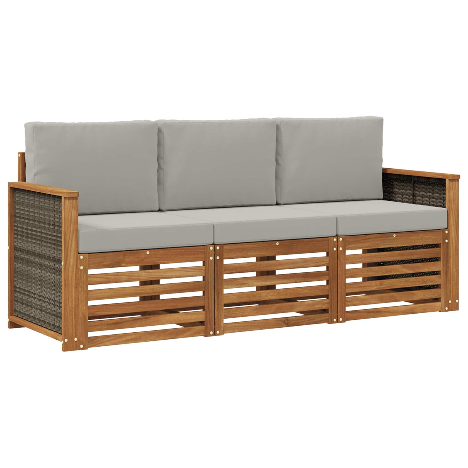 vidaXL Sofa-Sets 3 pcs Natuurlijk en Crème Massief Acaciahout