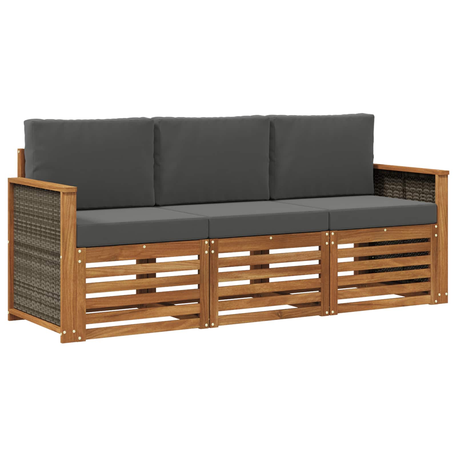 vidaXL Sofa-Sets 3 pcs Natuurlijk en Crème Massief Acaciahout