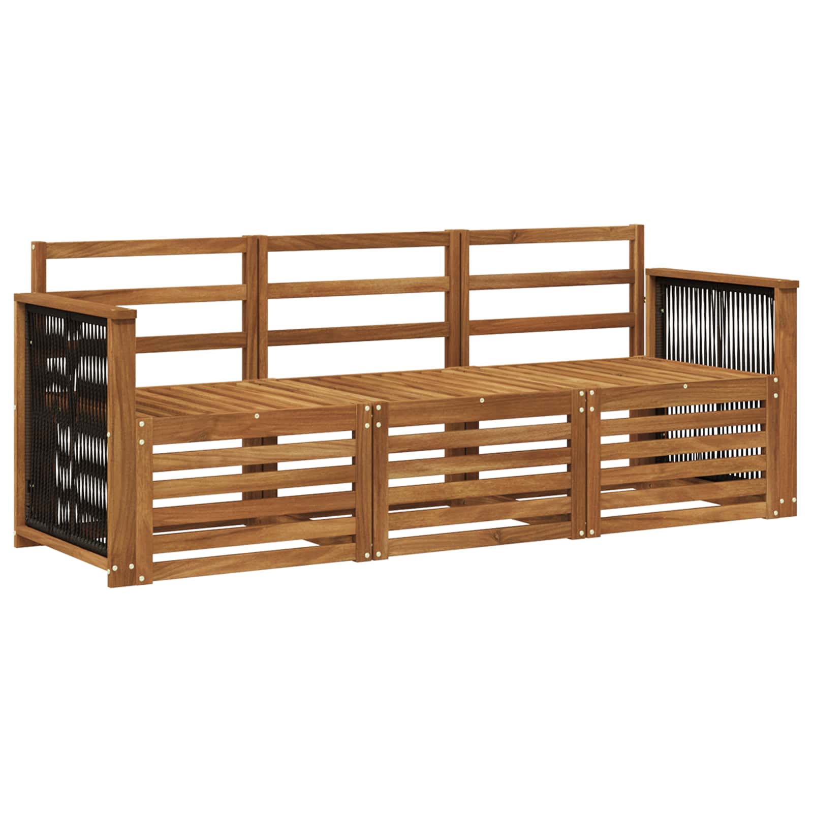 vidaXL Sofa-Sets 3 pcs Natuurlijk en Crème Massief Acaciahout