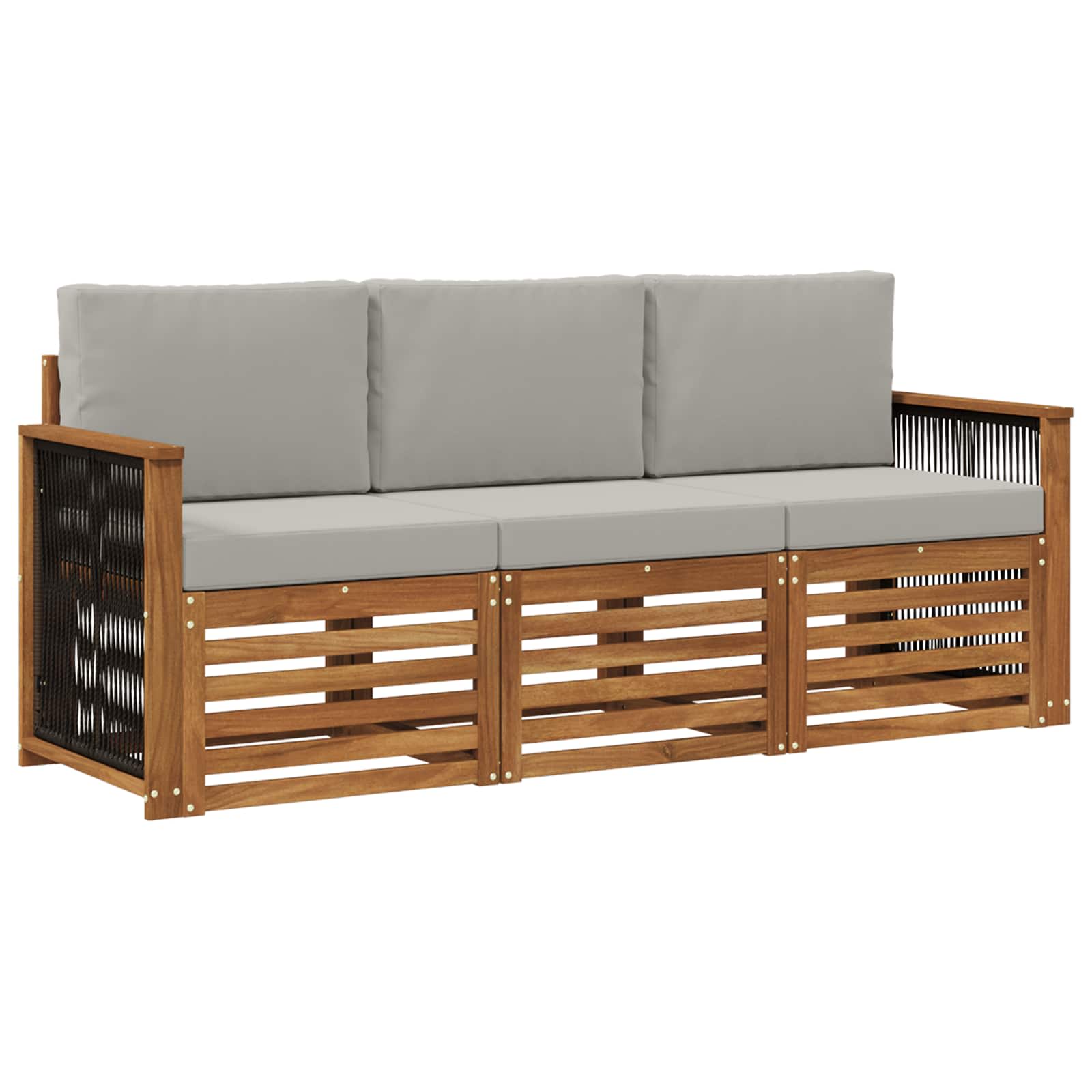 vidaXL Sofa-Sets 3 pcs Natuurlijk en Crème Massief Acaciahout