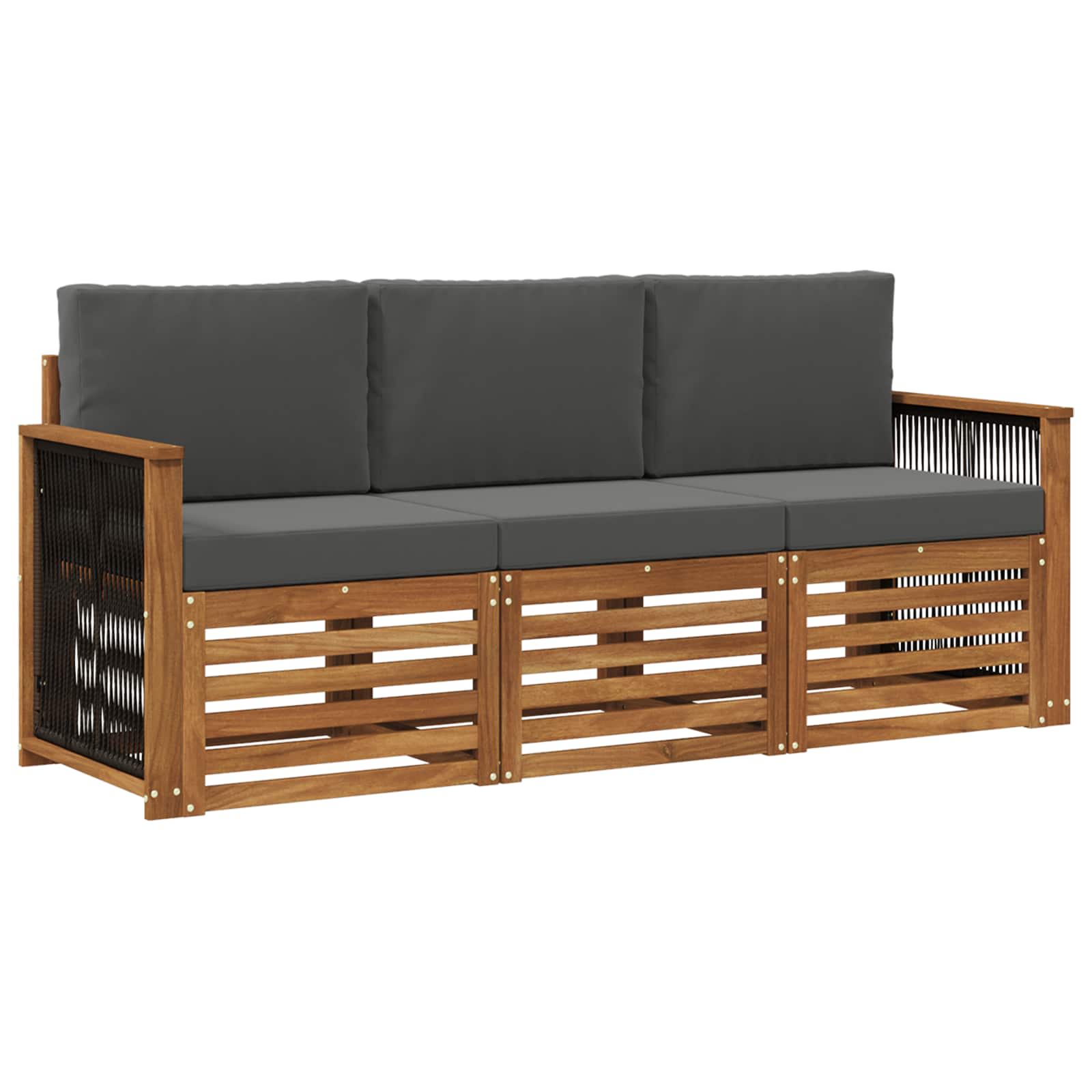 vidaXL Sofa-Sets 3 pcs Natuurlijk en Crème Massief Acaciahout