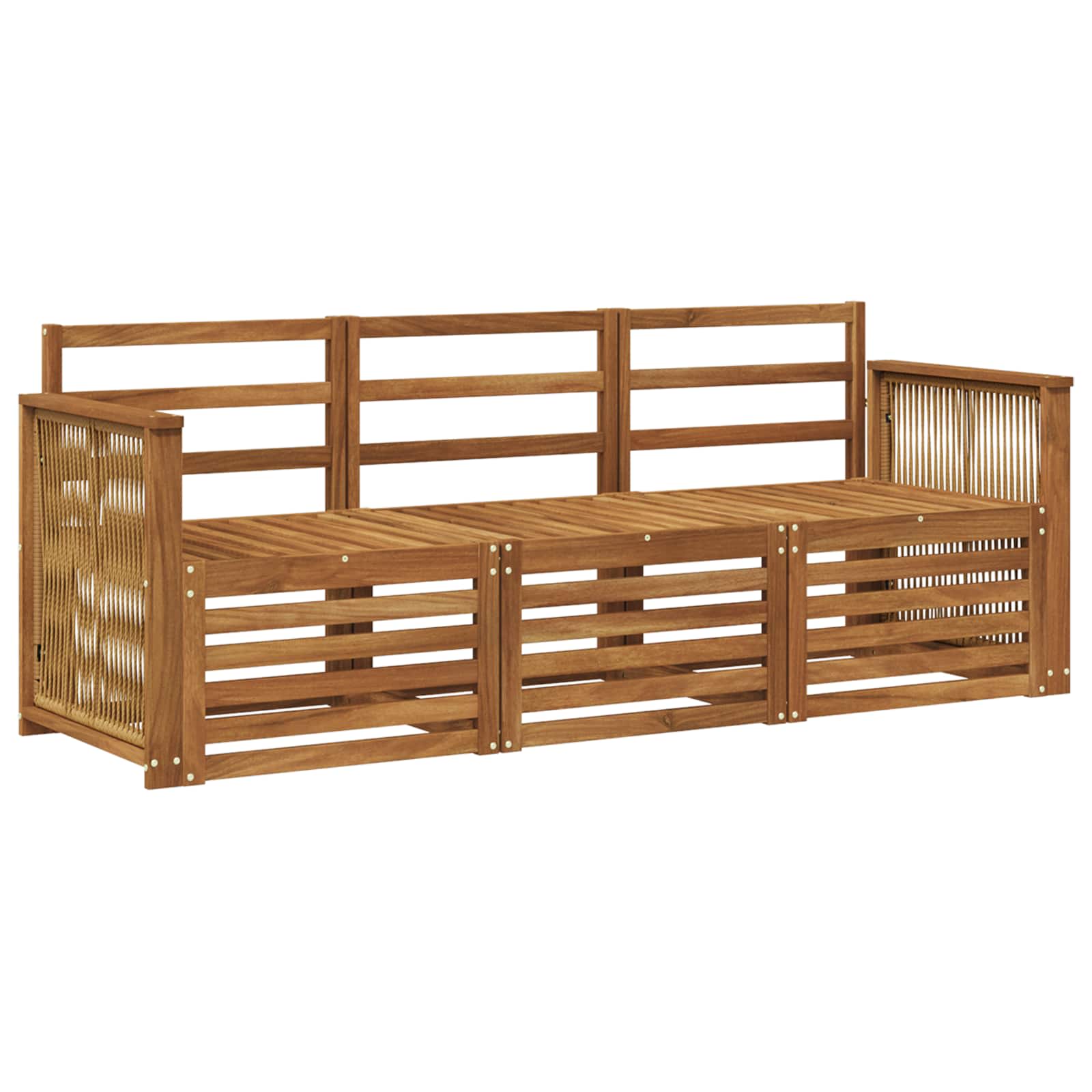 vidaXL Sofa-Sets 3 pcs Natuurlijk en Crème Massief Acaciahout