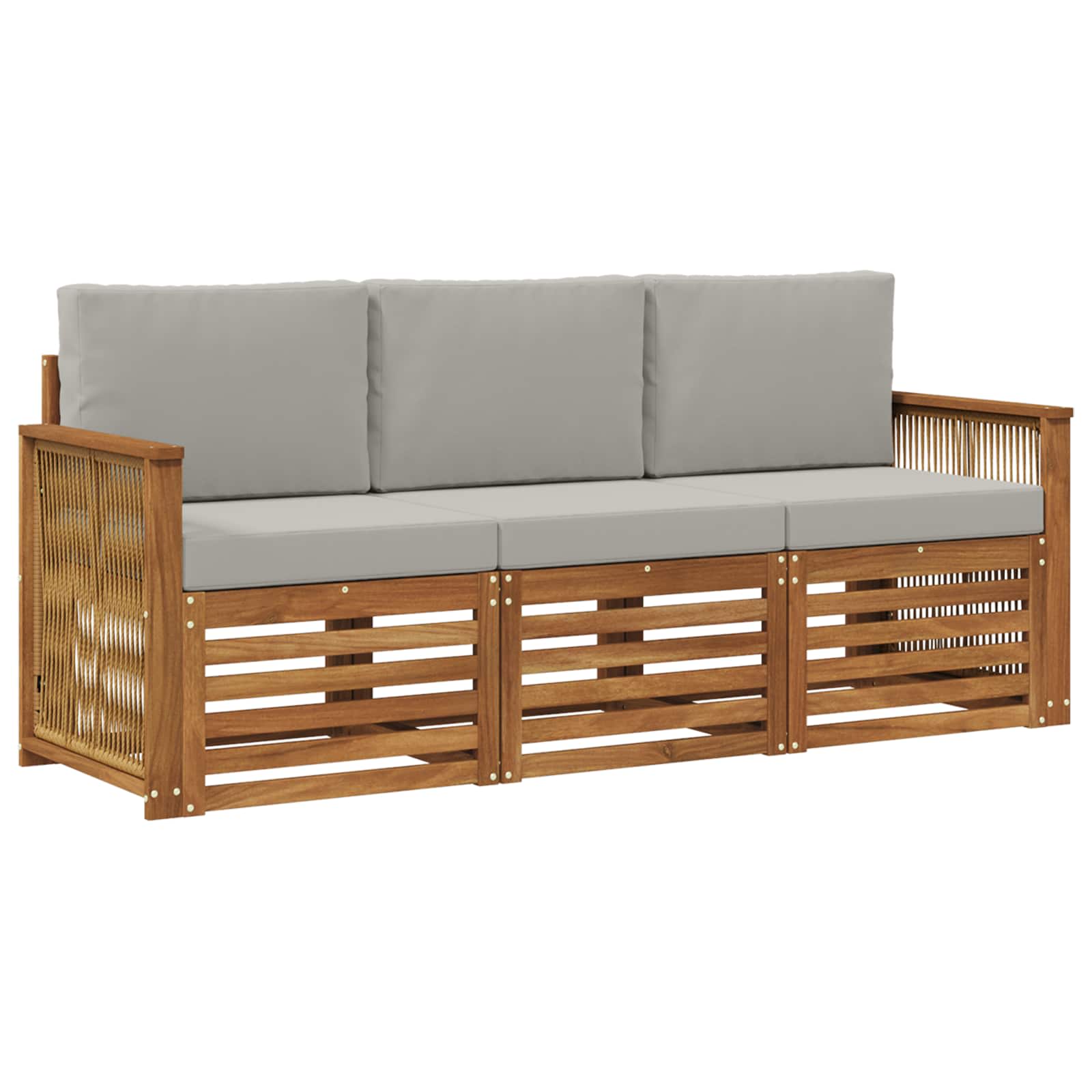 vidaXL Sofa-Sets 3 pcs Natuurlijk en Crème Massief Acaciahout