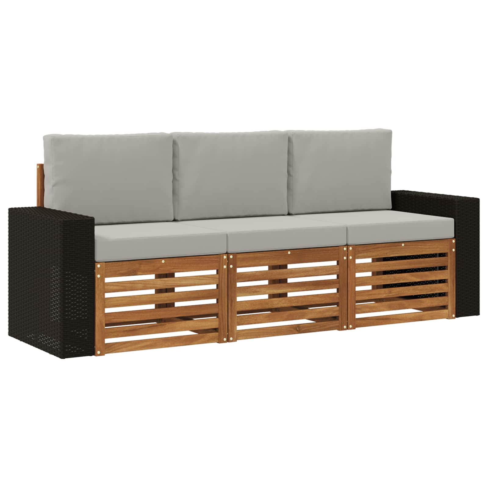 vidaXL Sofa-Sets 3 pcs Natuurlijk en Crème Massief Acaciahout