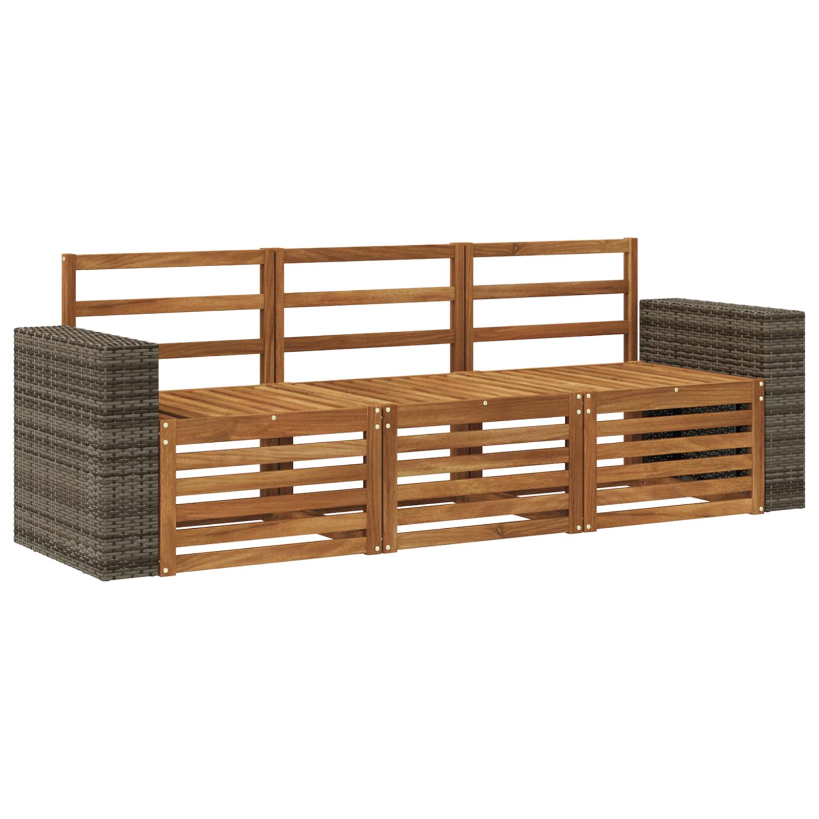 vidaXL Sofa-Sets 3 pcs Natuurlijk en Crème Massief Acaciahout