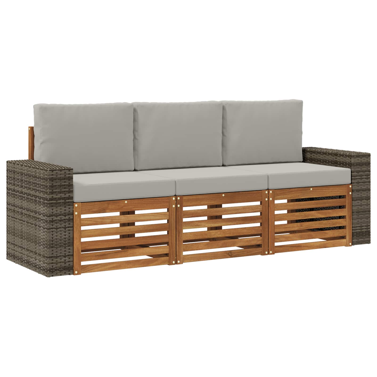 vidaXL Sofa-Sets 3 pcs Natuurlijk en Crème Massief Acaciahout