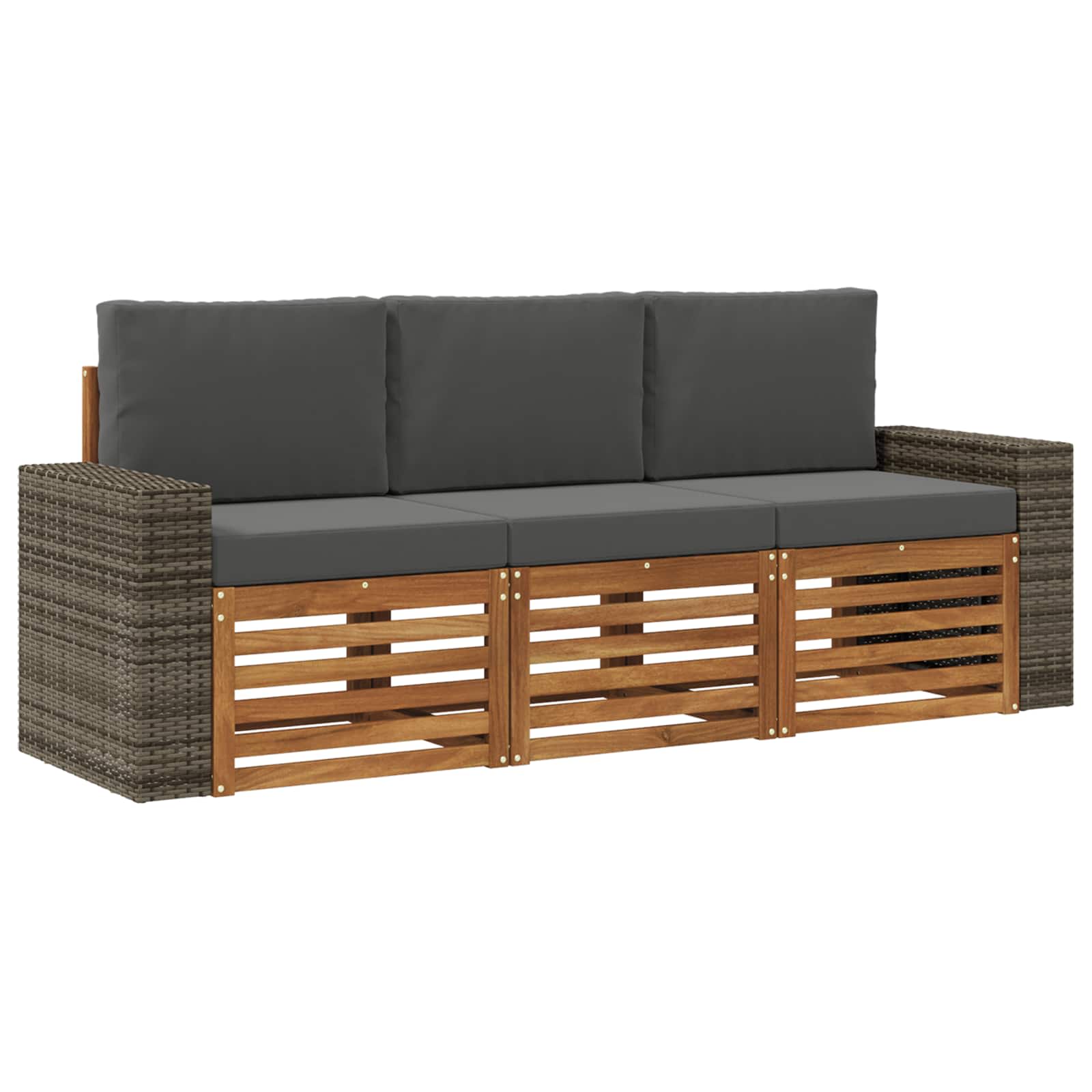 vidaXL Sofa-Sets 3 pcs Natuurlijk en Crème Massief Acaciahout