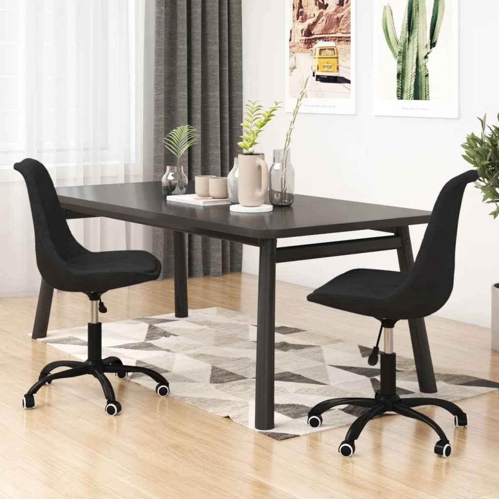 vidaXL Eetkamerstoelen draaibaar 2 st stof zwart
