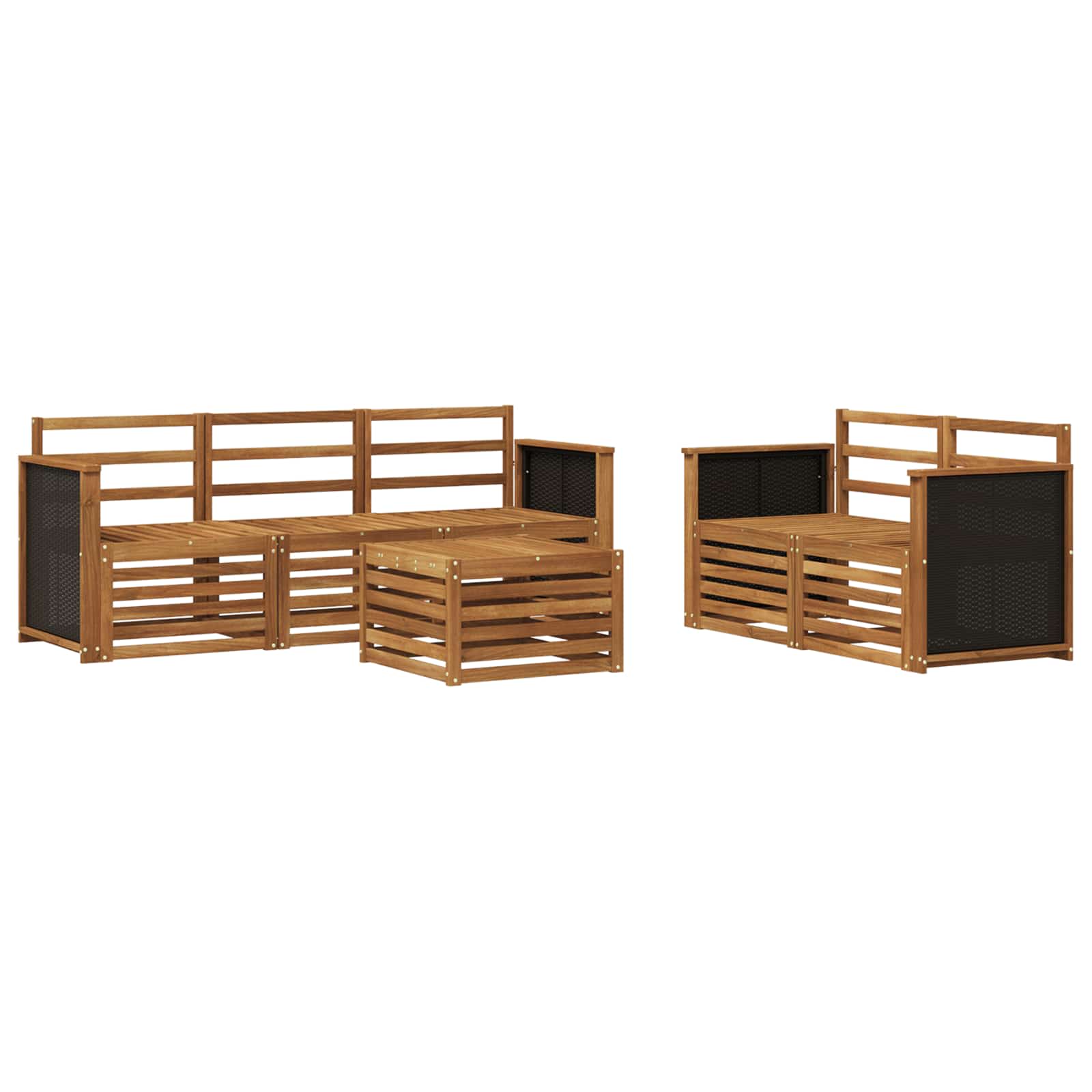 vidaXL Sofa-Sets 6 pcs Natuurlijk en Crème Massief Acaciahout