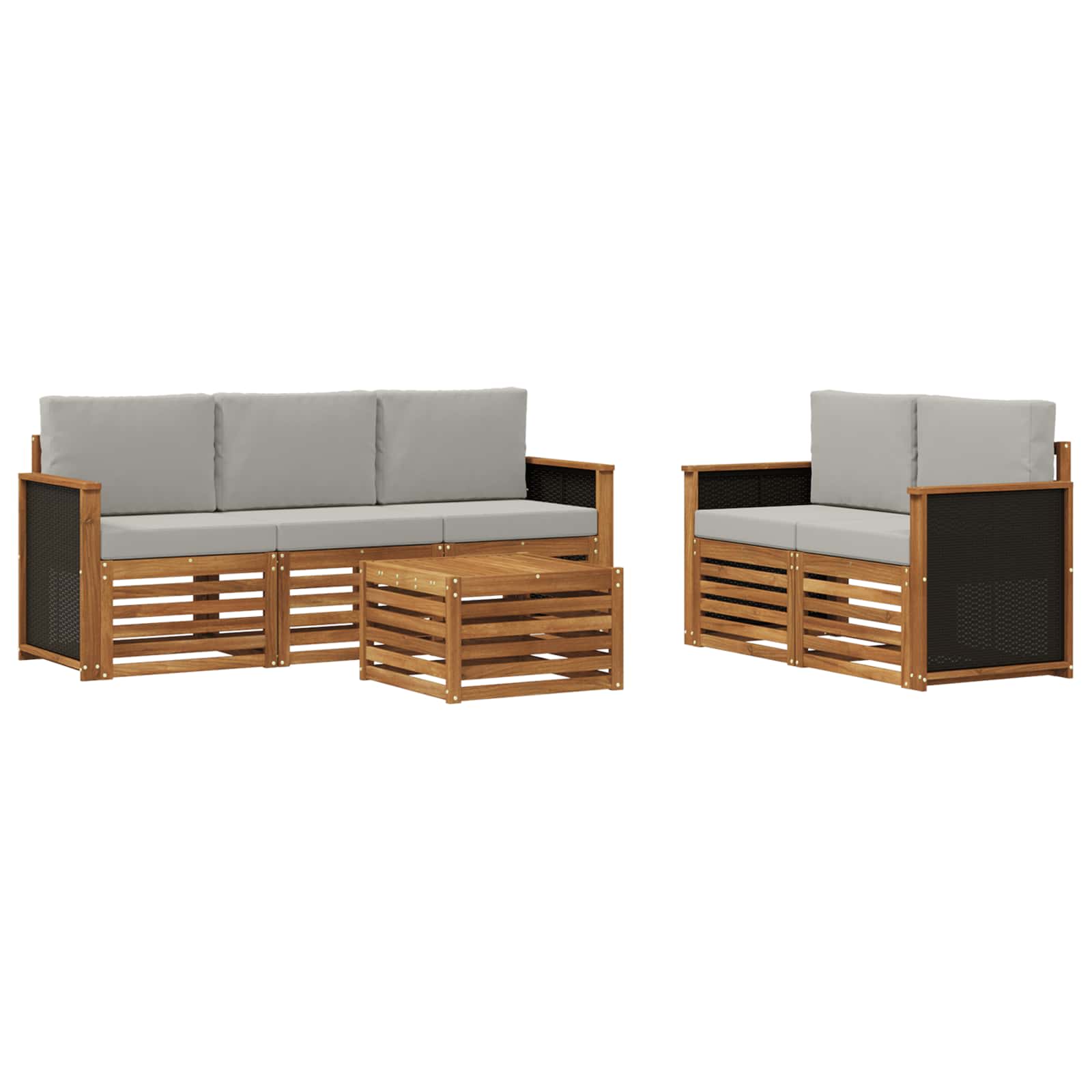 vidaXL Sofa-Sets 6 pcs Natuurlijk en Crème Massief Acaciahout