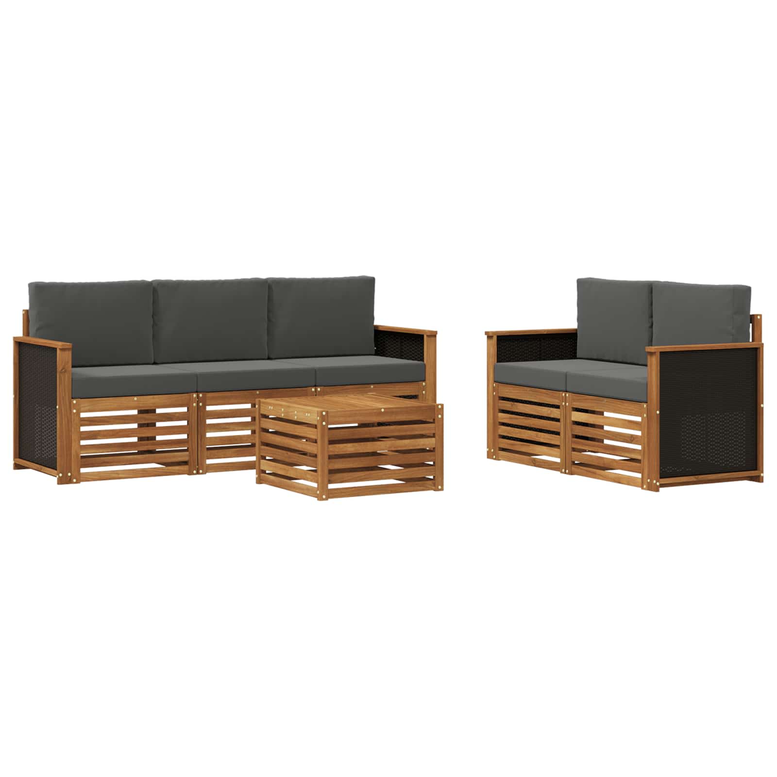 vidaXL Sofa-Sets 6 pcs Natuurlijk en Crème Massief Acaciahout