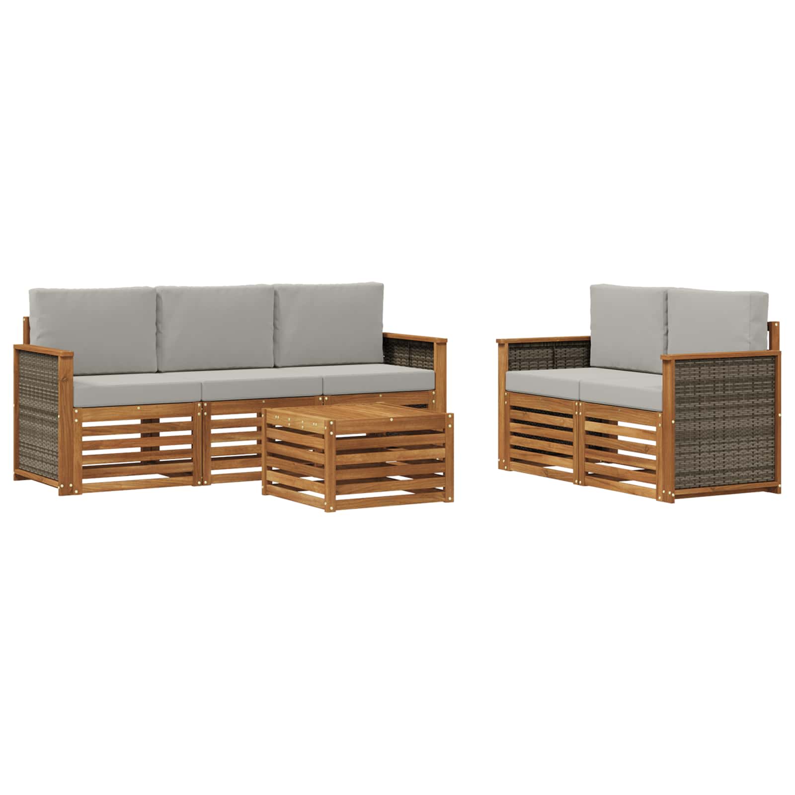 vidaXL Sofa-Sets 6 pcs Natuurlijk en Crème Massief Acaciahout