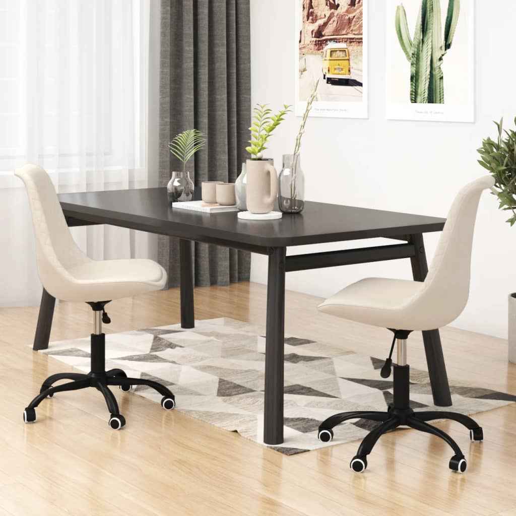 vidaXL Eetkamerstoelen draaibaar 2 st stof zwart