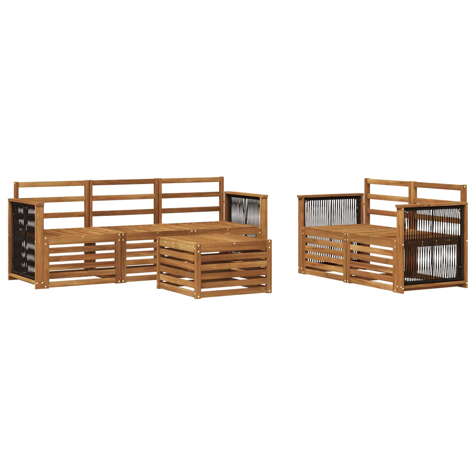 vidaXL Sofa-Sets 6 pcs Natuurlijk en Crème Massief Acaciahout