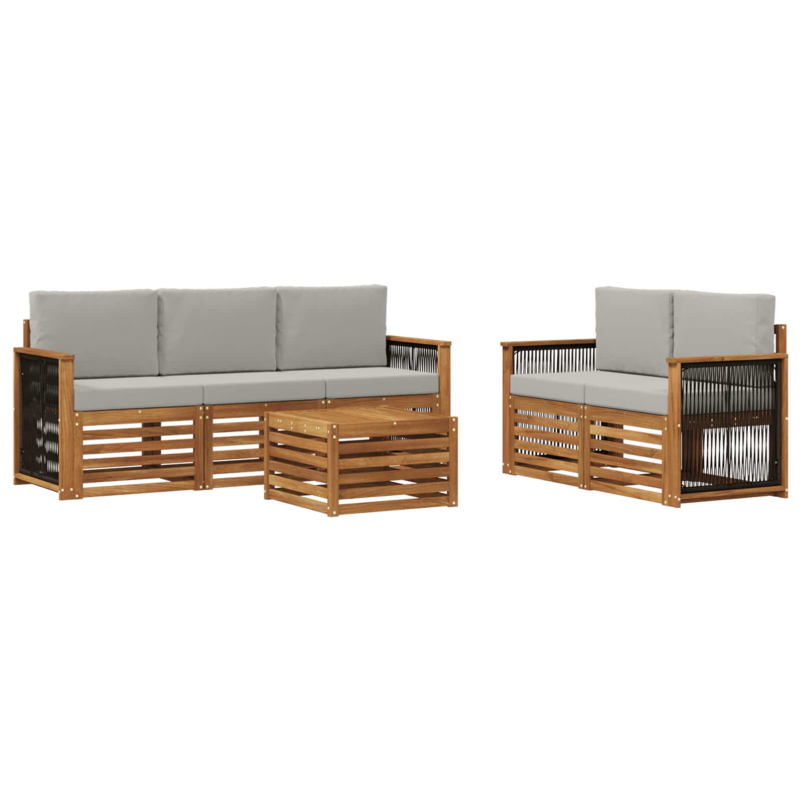 vidaXL Sofa-Sets 6 pcs Natuurlijk en Crème Massief Acaciahout