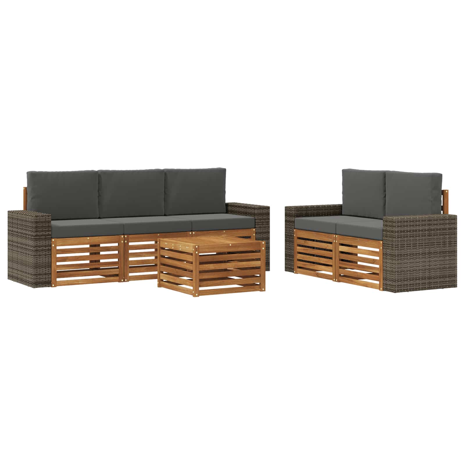 vidaXL Sofa-Sets 6 pcs Natuurlijk en Crème Massief Acaciahout