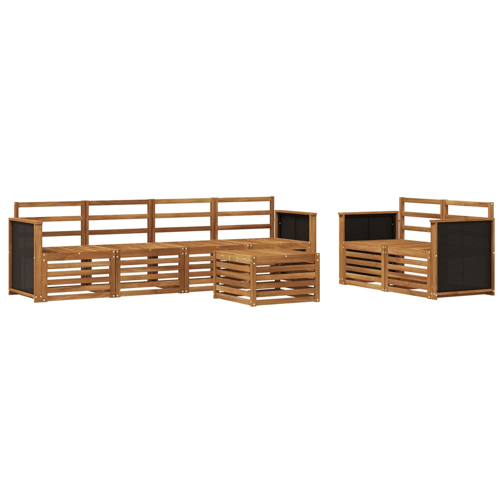 vidaXL Sofa-Sets 7 pcs Natuurlijk en Crème Massief Acaciahout