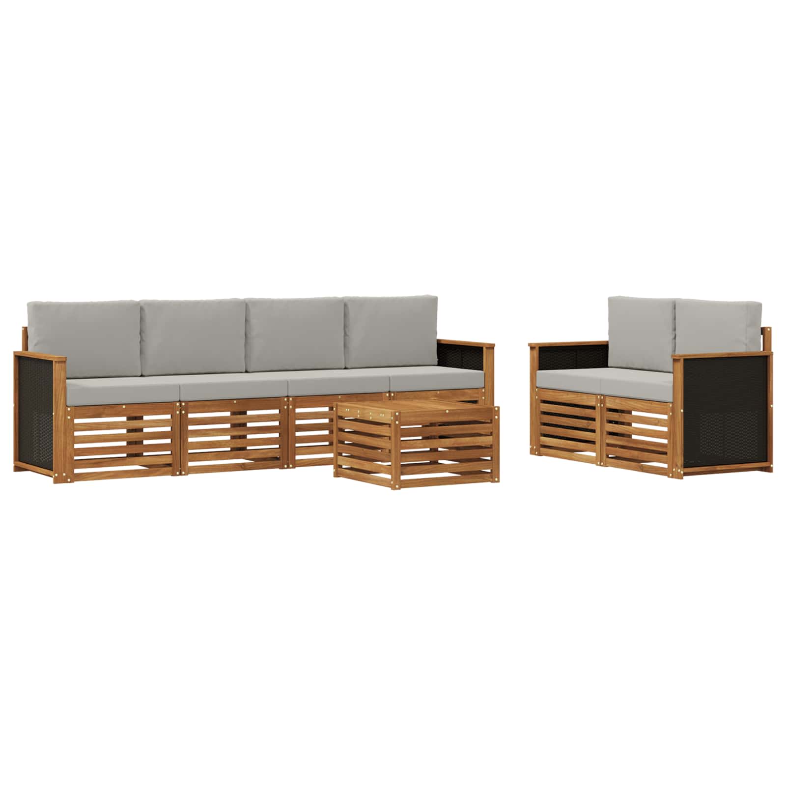 vidaXL Sofa-Sets 7 pcs Natuurlijk en Crème Massief Acaciahout