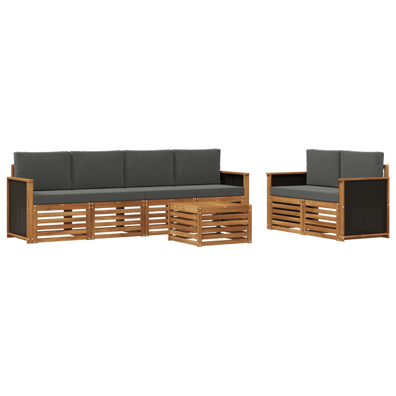 vidaXL Sofa-Sets 7 pcs Natuurlijk en Crème Massief Acaciahout