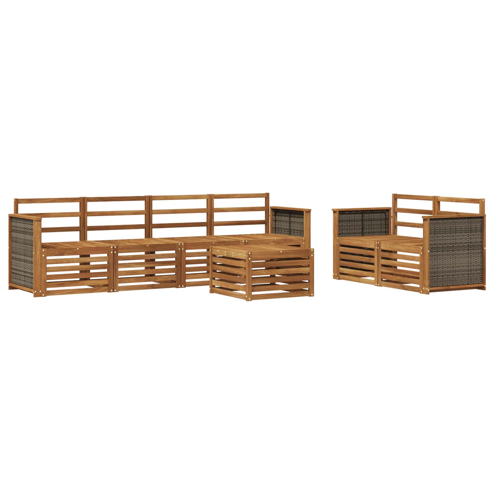vidaXL Sofa-Sets 7 pcs Natuurlijk en Crème Massief Acaciahout